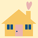 vector art of a house. A heart is coming out of the chimney.