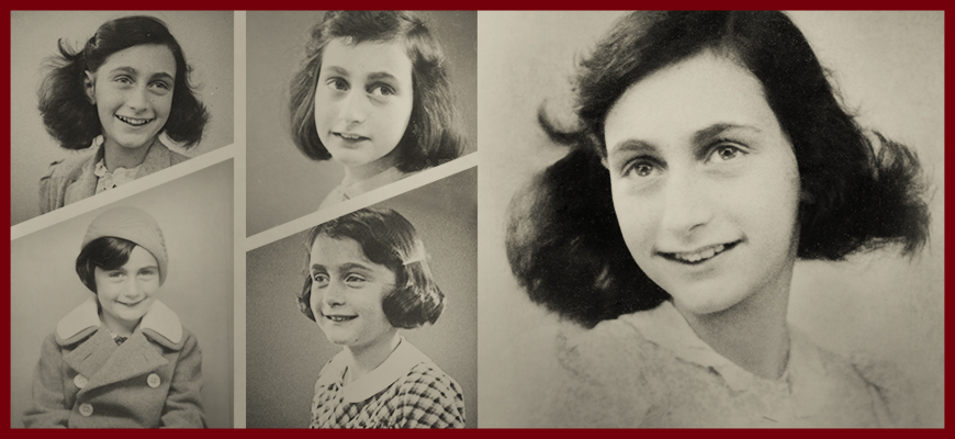 Collage of photographs of Anne Frank