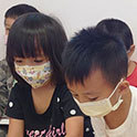 Taiwanese children wearing facemasks