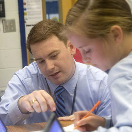 middle school teacher and student