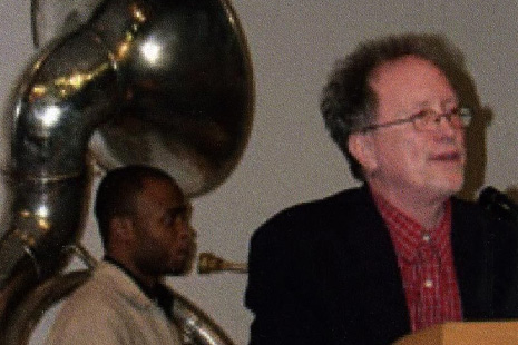Bill Ayers at Carolina Shout 2004. There's a tuba player behind him.