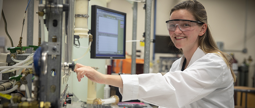 Student in Chemical Engineering Lab