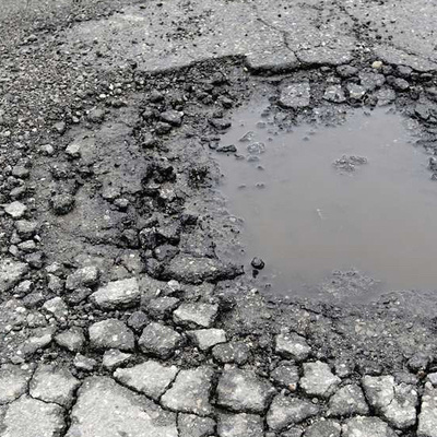 pothole with water in it
