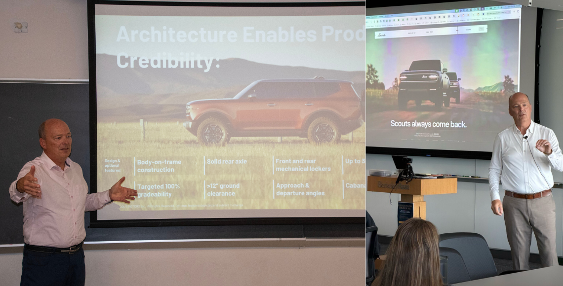 Scout Motors CTO Burkhard Huhnke teaching.