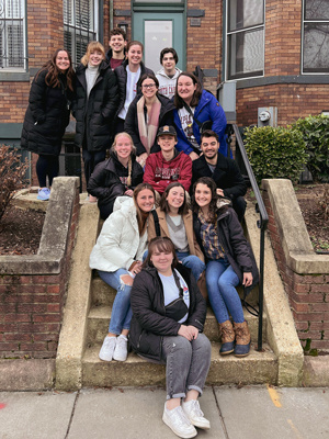 Blair Elliott with her 2023 Washington Semester cohort in front of their D.C. semester home.