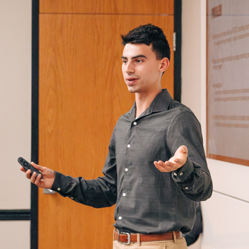 a student giving a presentation