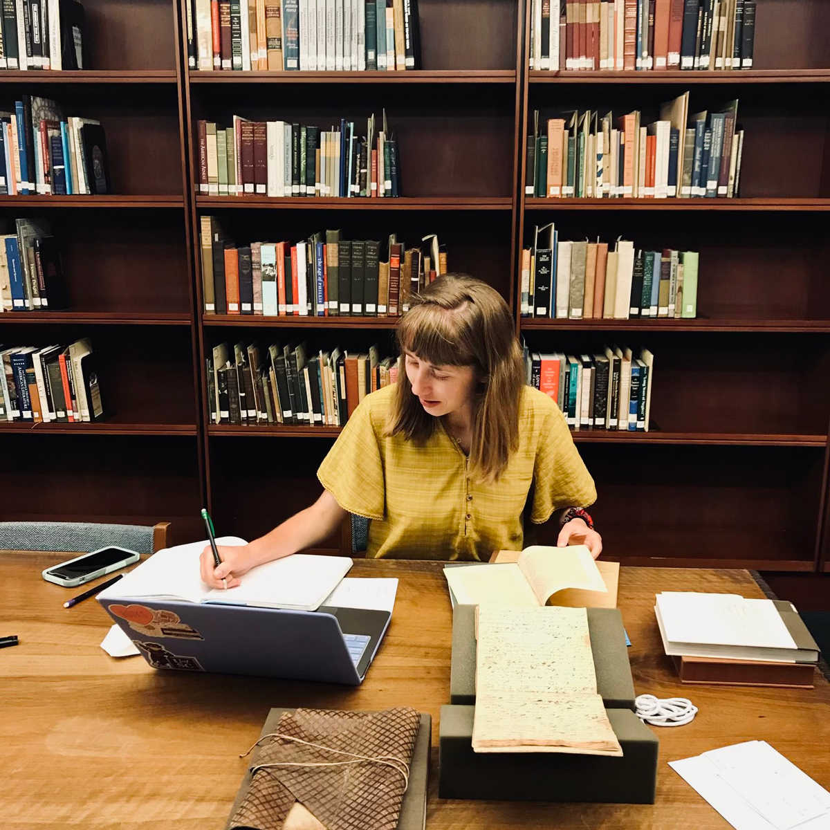 Riley Sutherland working on her senior thesis.
