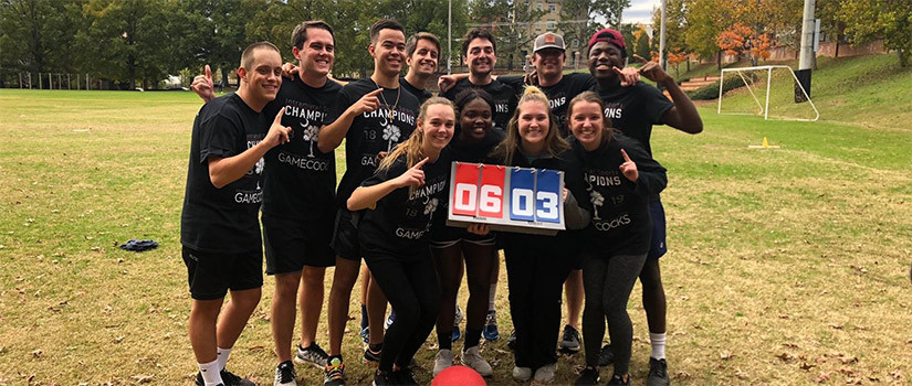 Sigma Psi Mu is a co-ed business fraternity for sport and entertainment management majors. The club held a kickball tournament to raise funds for the Special Olympics, having fun and making a difference.