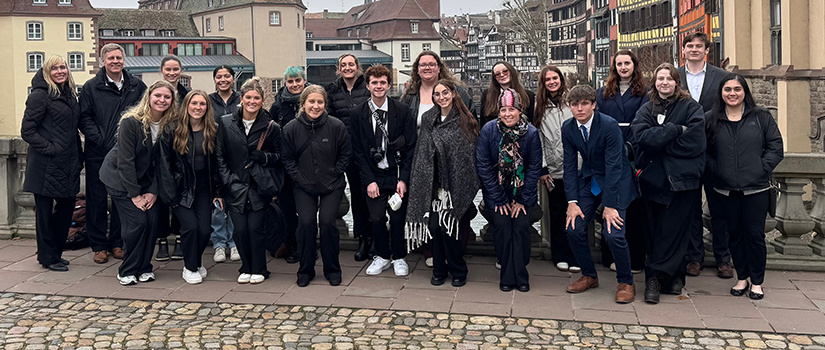 Students and faculty with HRSM 301 pose for a photo in Germany over Spring Break.