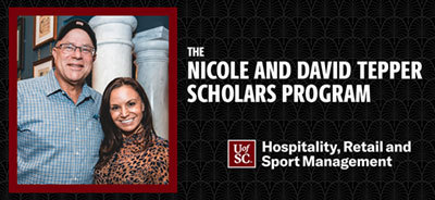The Teppers' photo within a graphic that says "The Nicole and David Tepper Scholars Program"