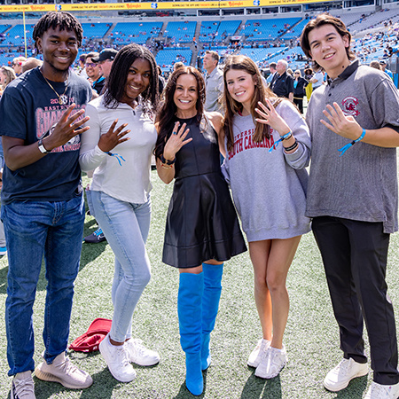 Tepper Scholar cohort four with Nicole Tepper at Panthers game