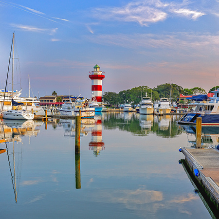 A view from the harbor at The Sea Pines Resort on Hilton Head Island, South Carolina.