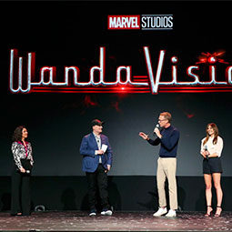 Director Matt Shakman and Head Writer Jac Schaeffer of "WandaVision," President of Marvel Studios Kevin Feige, and Paul Bettany and Elizabeth Olsen of "WandaVision" took part in the Disney+ Showcase at Disney's D23 EXPO in Anaheim, California. "WandaVision" will stream exclusively on Disney+