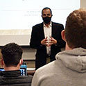 Patrick Hairston teachs to a class during the new diversity and inclusion in sport management class. 