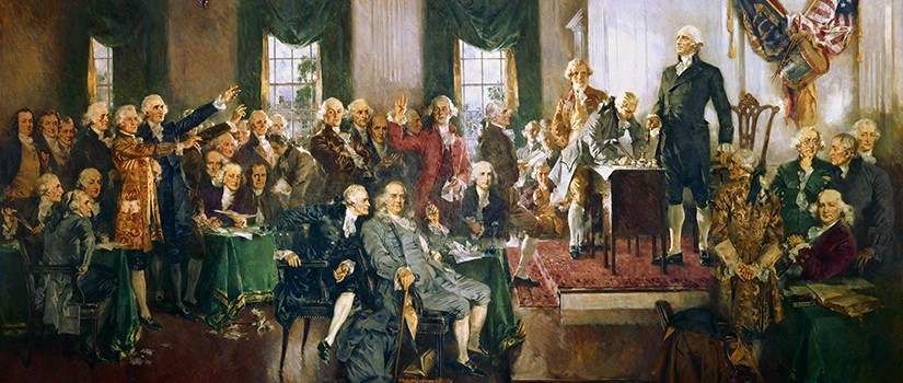 Rendering of Howard Chandler Christy's painting, "Scene at the Signing of the Constitution of the United States."