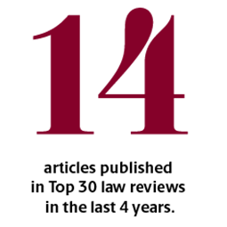 14 articles in Top 30 law reviews in 4 years.