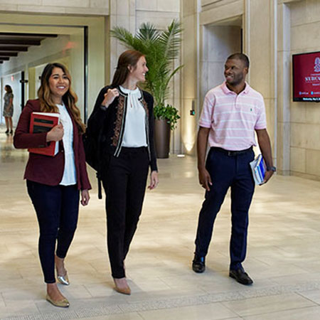 Students walking in lobby