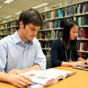 Students sitting in library 