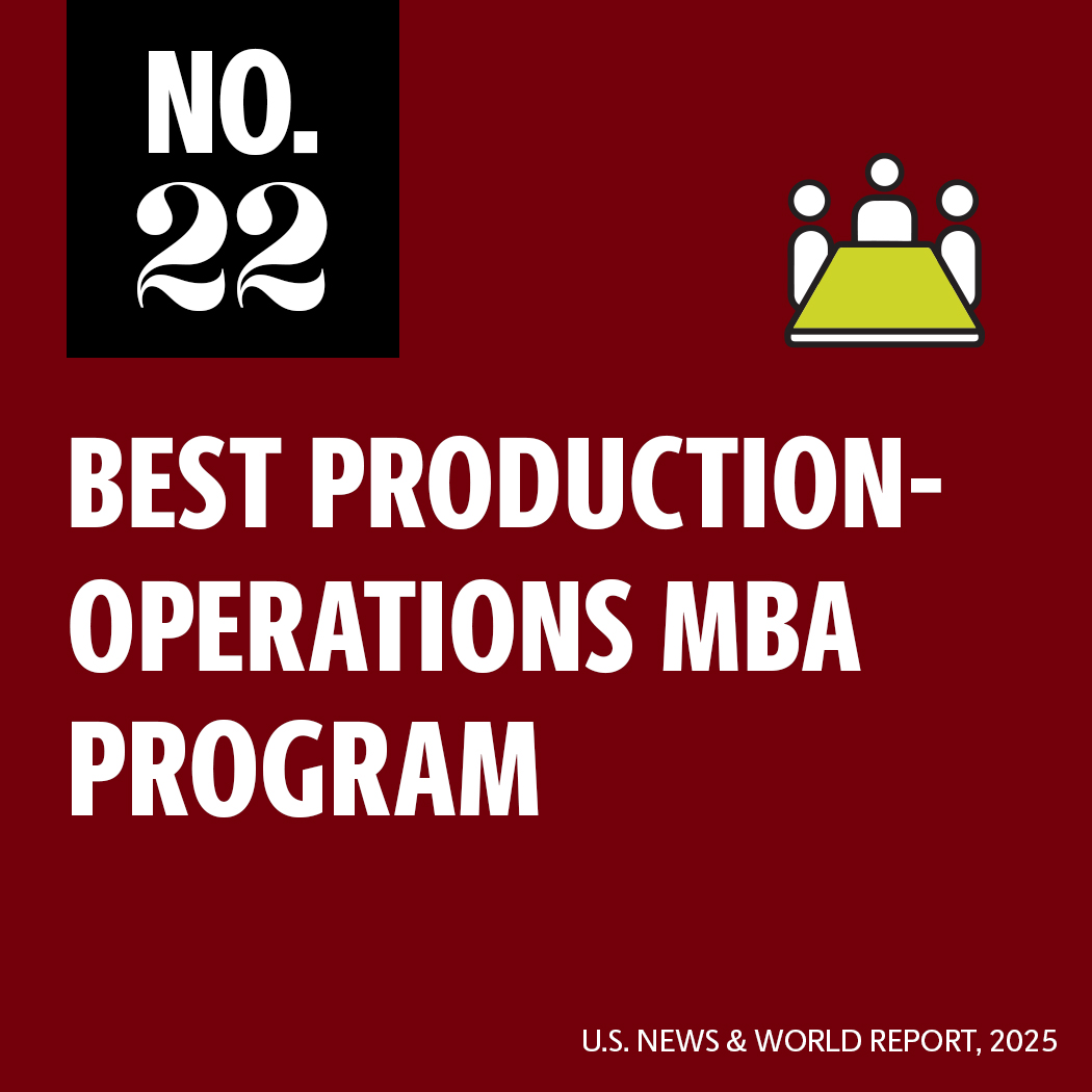 No. 22 Best Production-Operations MBA Program, U.S. News and World Report, 2025