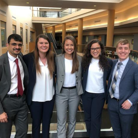 five MHR students who won the Purdue case competition in 2019