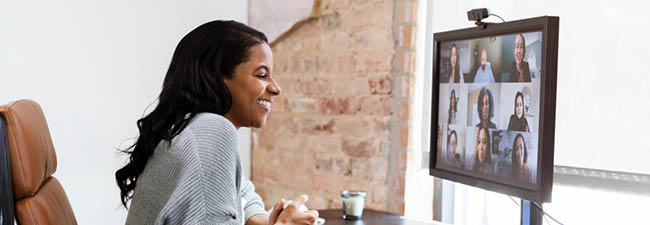 Image of a woman on a Zoom video conference
