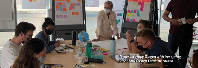 Image of the spring 2021 Design Thinking class discussing their project