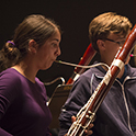student playing a bassoon