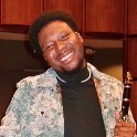 Tay Brown holding a clarinet