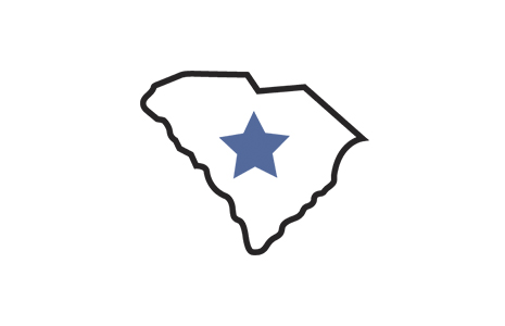 Icon: South Carolina outline with blue star over Columbia
