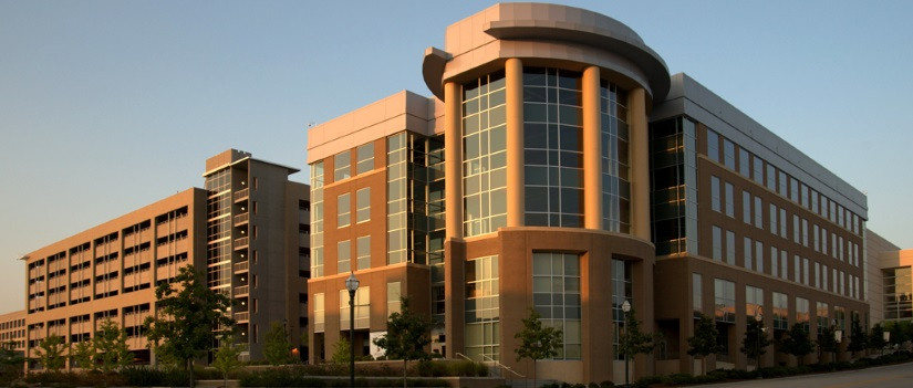 Outside view of the Arnold School of Public Health Discovery 1 building