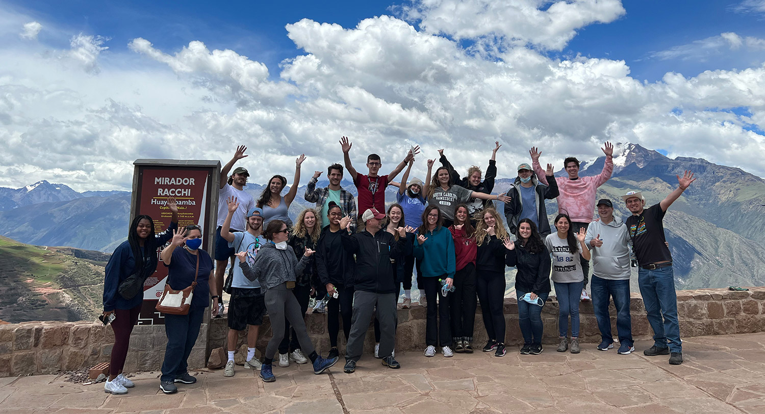 Students visit Sacsayhuaman, a historical Incan site overlooking Cusco