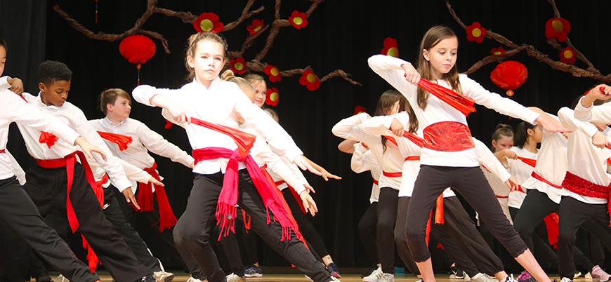 Student dance during Chinese New Year celebration