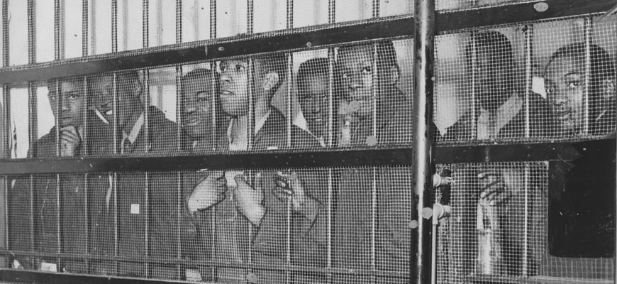 Friendship 9 students who protested against racial discrimination and were put in prison, Rock Hill, South Carolina, February 1961