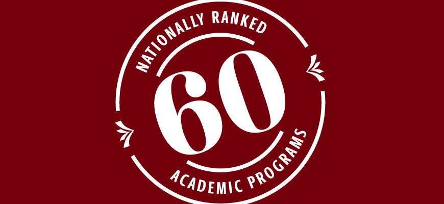 60 Nationally Ranked Academic Programs stamp