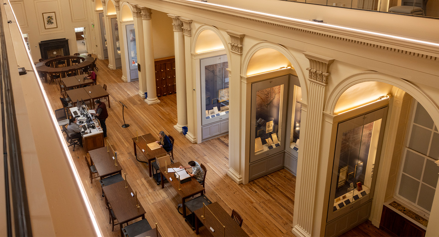 Overhead view of South Caroliniana Library's reading room