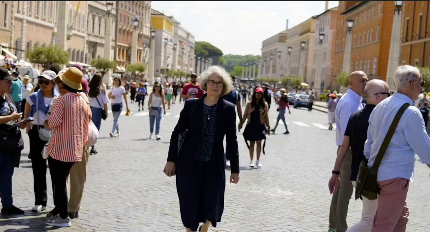 Author walking street in Italy