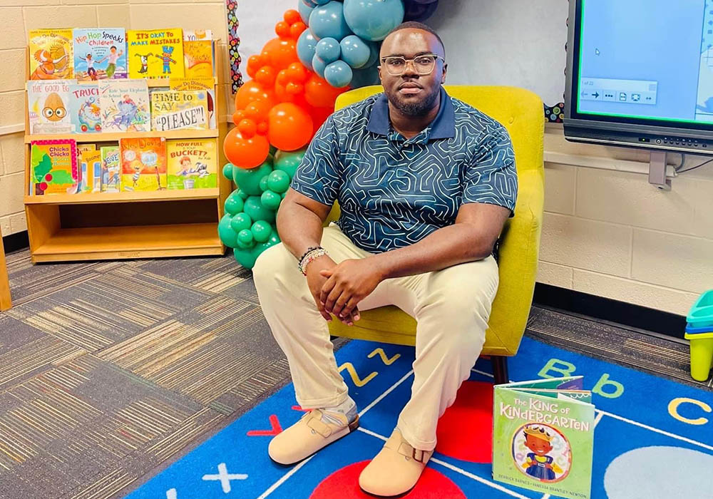 Kindergarten teacher Keith Heyward in his classroom