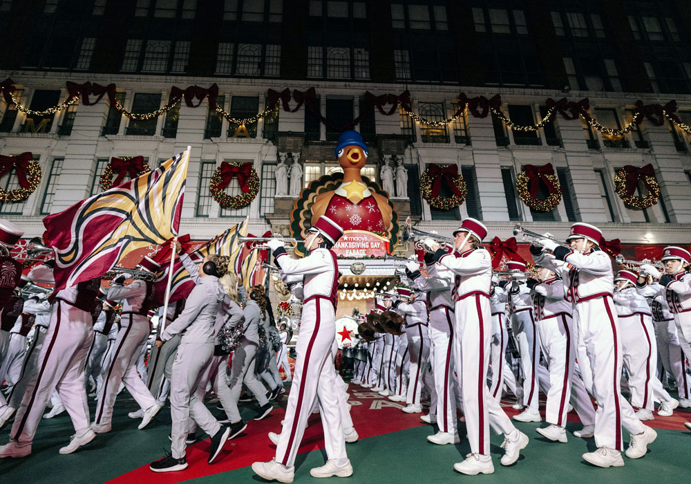 marching band in a parade in new york city