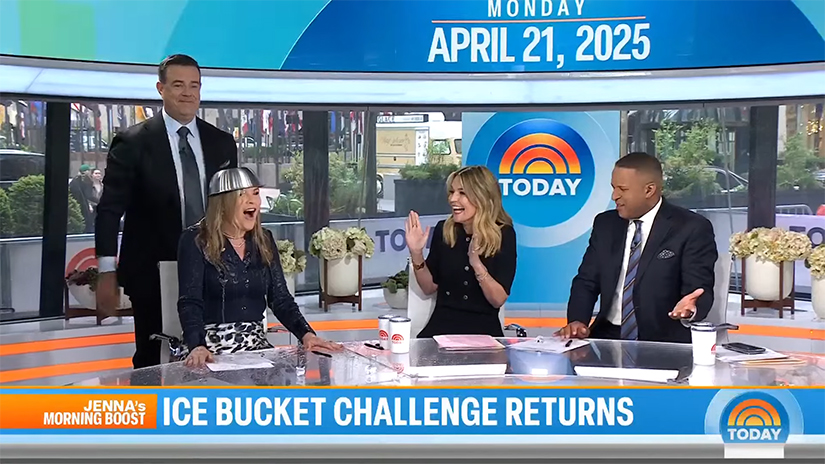 Frame of Jenna Bush Hager after participating in the ice bucket challenge on Today.