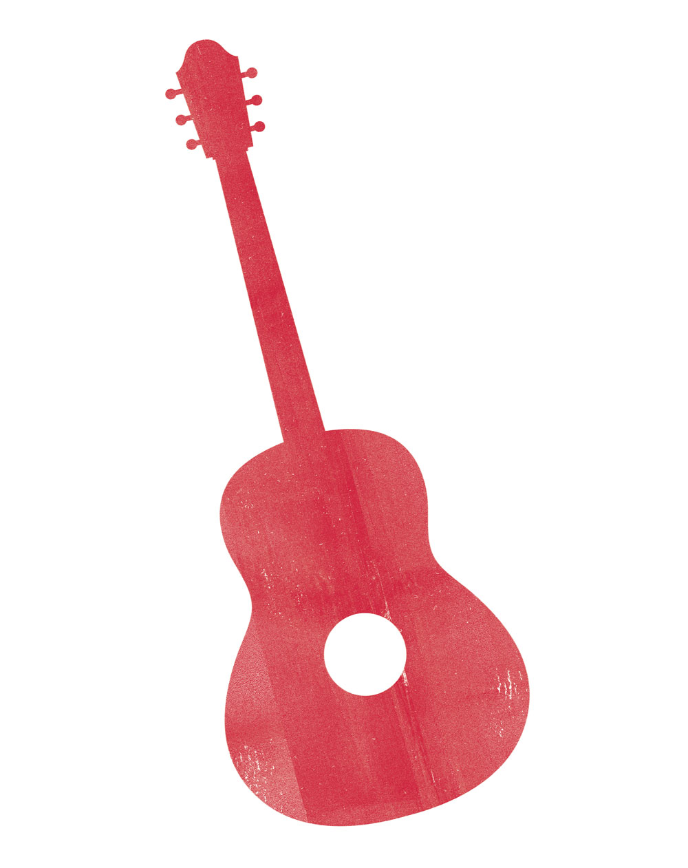 An illustration of a red guitar.