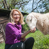 Rose Booze with a sheep