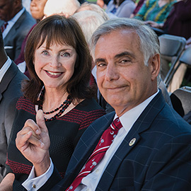 President Pastides and Mrs Moore-Pastides at the State of the University