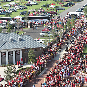 A crowd of Gamecock fans outside the stadium
