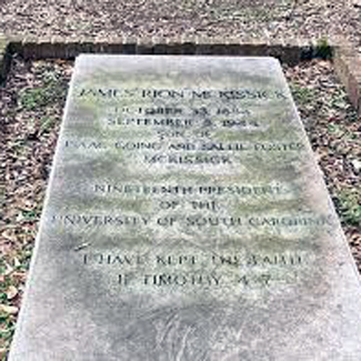 Photo of James R. McKissick's grave on campus.