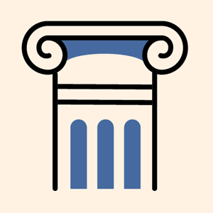 illustration of an ionic column on a tan background
