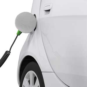 electric car plugged into power source