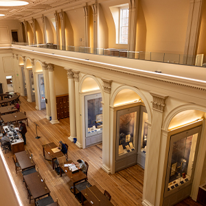 Overhead view of the South Caroliniana Library's reading room