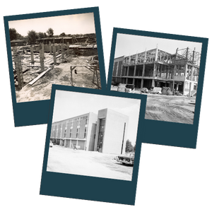 Polaroid pictures of Russell House under construction