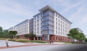 Artist rendering of a new student residence at the McBryde site