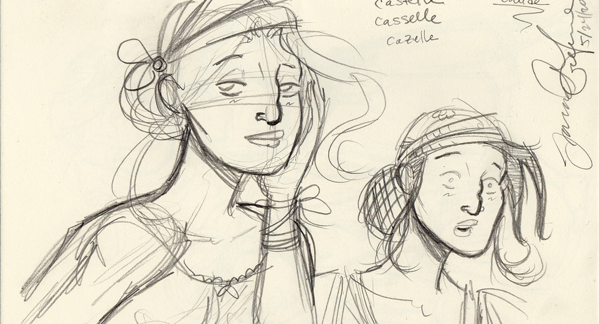 sketches in a sketchbook